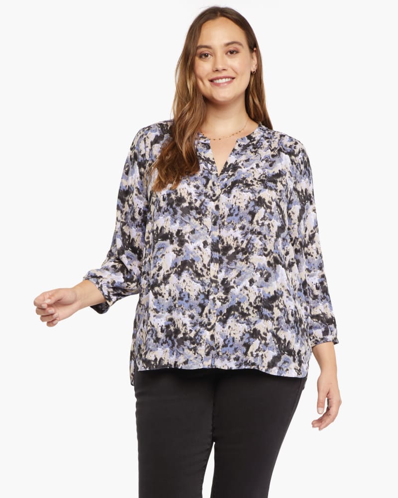 Front of a model wearing a size 0X Pintuck Blouse in Oakdale by NYDJ. | dia_product_style_image_id:170815